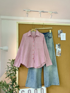 L841 Women's Striped <b>Long</b> Sleeve Shirt Relaxed Fit Soft Cotton Linen Blend Button Down Casual Pocket Blouse <b>Top</b> - Product Image 6