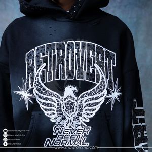 Sudadera con Capucha Oversize de Invierno Personalizada al por Mayor OEM, de Alta Calidad con Logotipo Bordado de Pedrería, de Algodón 100% de Alto Gramaje con Efecto Desgastado por el Sol - Product Image 6
