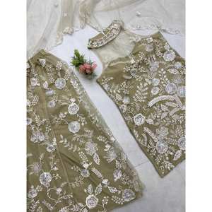 Conjunto elegante de fiesta para mujer con hermosa parte superior Dupatta y Plazzo - Product Image 6