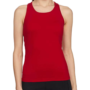 Summer Wear Premium Quality Women Solid Color Scoop Neck Knitted Tank <b>Top</b> Regular Length Casual Style <b>Red</b> - Product Image 1