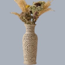 Vase à fleurs sculpté en pierre ollaire, fait main, vase décoratif en pierre pour salon, qualité d'exportation - Product Image 3