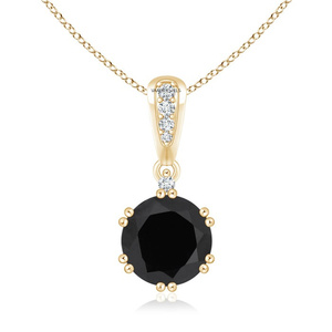 Colgante de Halo con Diamante Negro Natural para Mujer, Oro 10K 14K 18K, Plata 925 935, Chapado en Rodio, Joyería Vintage para Regalo de Boda o Fiesta - Product Image 3