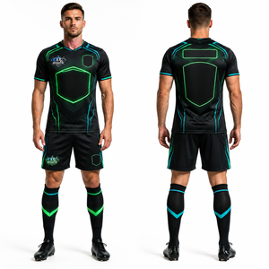 Uniforme de football personnalisé, tissu en micro-mesh polyester anti-boulochage, broderie, logo et design personnalisés, fabricant - Product Image 1