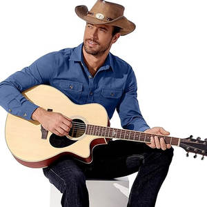 เสื้อเชิ้ตคาวบอยสไตล์ตะวันตกสำหรับผู้ชาย แข็งแรง ทนทาน แท้ๆ แขนยาว ผ้าฝ้าย 100% ติดกระดุม  แบบคลาสสิก มีกระเป๋าที่คอเสื้อและกระเป๋าที่อก - Product Image 3