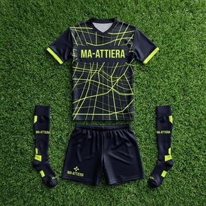 Custom <b>Navy</b> Neon Green Soccer Jersey Shorts <b>Socks</b> Set Football Teamwear Sports Uniform Wholesale OEM Manufacturer Supplier - Product Image 6