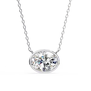 Collier pendentif solitaire en diamant de laboratoire ovale 1 carat pour femme, bijoux fins, or massif 18 carats, chaîne assortie incluse - Product Image 5