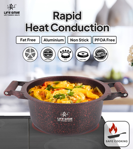 Ensemble de casseroles en granit de qualité supérieure antiadhésif avec poignées en bakélite résistantes à la chaleur, couvercles en métal économiseurs d'énergie et base compatible induction - Product Image 6