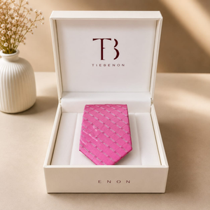 Corbata Geométrica Rosa de Lujo |   Corbata de Diseño Tejida para Hombre, Formal, para Bodas, Fiestas, Negocios, Regalo Premium, Aspecto de Calidad de Exportación - Product Image 2