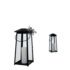 Set Of 2 Extra <b>Large</b> White Washed Wooden <b>Lanterns</b> Farmhouse Style Hurricane Candle Holders For Indoor Outdoor Home Garden Decor - Product Image 4