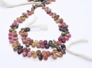 Perles de tourmaline naturelle multicolores, forme poire lisse, 6x9 mm, perles de pierres précieuses en tourmaline, perles de tourmaline en forme de poire pour bijoux - Product Image 6