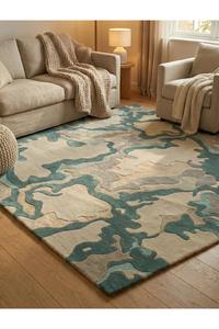 Recycled <b>Wool</b> Modern Anti-Slip Patchwork Carpet Rug Eco Artisan <b>Crafted</b> for Sustainable Home Collection Hand Tufted Rug - Product Image 2