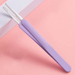 Pince à épiler pour sourcils débutant, type bec de canard, à pointe inclinée, en acier inoxydable, extracteur de points noirs, masque ASI, logo personnalisé, léger - Product Image 4