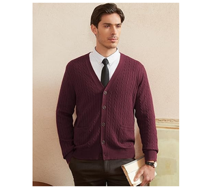 Suéter tipo cárdigan clásico de punto con botones para hombre - Product Image 4