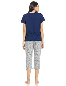 Women’s Cotton Printed Pajama Set Round Neck Half Sleeve Top and <b>Pyjama</b> Pants Soft Comfortable Sleepwear - Product Image 3