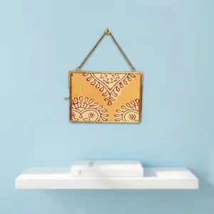 Artisan <b>Design</b> Pf101 Rectangle Metal Glass <b>Frame</b> Brass Finish Hanging <b>Wall</b> Decor Chain - Product Image 2