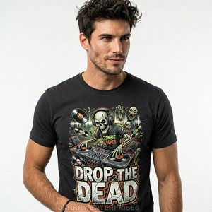 T-shirt personnalisé pour homme, motif DJ Zombie, streetwear, impression graphique, vente en gros, coton de haute qualité, t-shirts graphiques pour homme, vêtements de club - Product Image 1