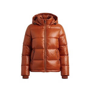 Hooded Quilted Waterproof <b>Bubble</b> Jacket Black Full Sleeve Winter Windproof Cotton Shell Knitted Fabric Polyester Filling Stand - Product Image 1