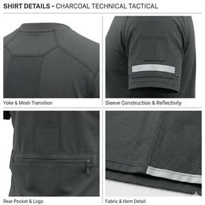 Camiseta Deportiva Táctica de Punto para Hombre, Estilo Techwear, Talla Grande, Color Gris Oscuro, Absorbente de Humedad, Algodón, Manga Corta, para Entrenamiento al Aire Libre - Product Image 3