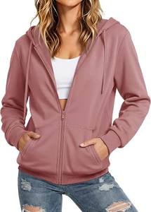 Womens Cotton Zipped Hoodie <b>Top</b> with <b>Long</b> <b>Sleeves</b> Soft Casual Construction Comfortable Stylish Fashion - Product Image 2