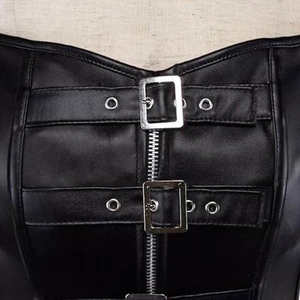 Vêtements sculptants pour le corps, robe corset steampunk, corset gothique en cuir PU, crop top sculptant avec jupe burlesque, ensemble deux pièces - Product Image 3