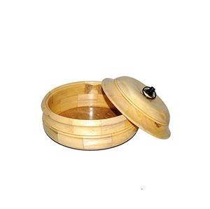 Natural Wooden Casserole Box and Hotpot for Serving Chapati and Roti Handcrafted Roti Holder round shape at best price - Product Image 2