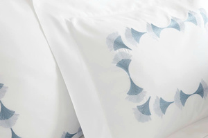 Wholesale Custom Cotton Duvet Cover Sets Embroidered Blue Ginkgo European American Style 250TC Pillowcases for Home Hotel - Product Image 2