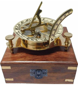 Boussole de poche en laiton, style antique nautique maritime, laiton brillant, 3 pouces, décoration londonienne, cadeau avec boîte en bois - Product Image 3