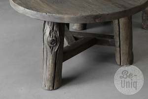 Table basse rustique en bois massif de la collection Sempre, base trépied, style vintage, table centrale de style farmhouse, meubles de salon - Product Image 4