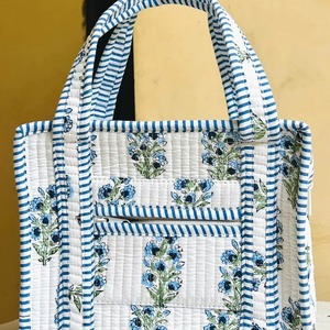 Sac fourre-tout en coton imprimé fait main, petit sac fourre-tout indien, mini sac à main pour femme, sac de marché réutilisable - Product Image 5