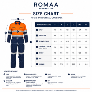 Orange Navy Blue Silver Hi Visibility Spandex Heavy Duty Industrial <b>Work</b> Coverall <b>Waterproof</b> Cargo Pockets Reinforced Knees - Product Image 4