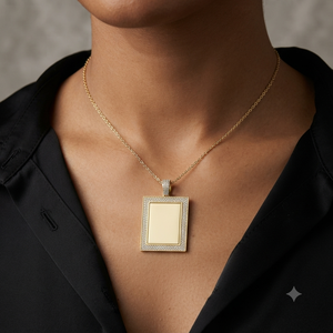 Pendentif personnalisé en argent 925 plaqué or style Hip Hop avec diamants de laboratoire et cadre photo mémoire glacé, breloques photo personnalisées - Product Image 2