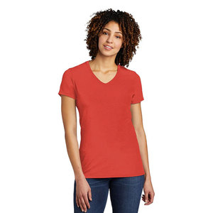 Camisetas de Cuello en V para Mujer, Camiseta de Algodón Supima para Damas, Camisetas Modernas de Manga Corta, Color Rojo - Product Image 1