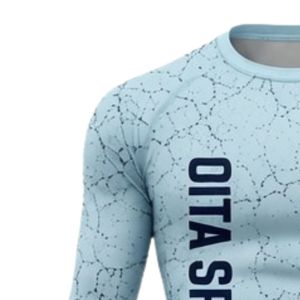 Light Blue Long Sleeve Compression <b>Shirt</b> Crackle Print Athletic Training Gym Workout Breathable Quick Dry Performance Sportswear - Product Image 4