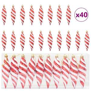 40 pièces de boules de Noël en spirale, ornements d'arbre en plastique rouge en forme de spirale - Product Image 2