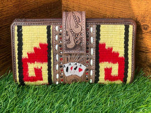 Cartera de cuero marrón Vintage hecha a mano Real, diseño único de herramientas aztecas, nuevas tarjetas de cubierta de embrague con herramientas RFID occidentales a la moda - Product Image 4