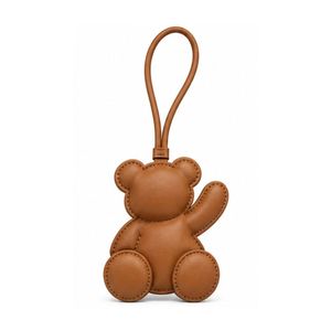 Breloque de sac en cuir en forme d'ours moelleux avec surpiqûres soignées, porte-clés animal mignon pour accessoires de sacs fourre-tout de luxe - Product Image 3