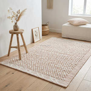 Boho Cotton Area Rug with Bold Black Geometric Pattern for Living Room, Bedroom & Contemporary Home Décor - Product Image 4