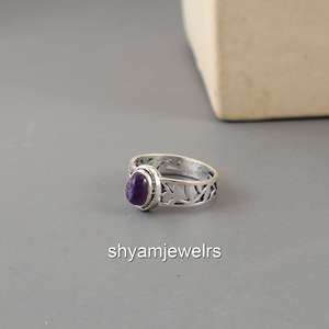 SHYAM JEWELRS Natural Amethyst Gemstone 925 Sterling <b>Silver</b> Vintage Filigree Oval Purple Stone <b>Boho</b> Hippie Style <b>Ring</b> Fine - Product Image 2