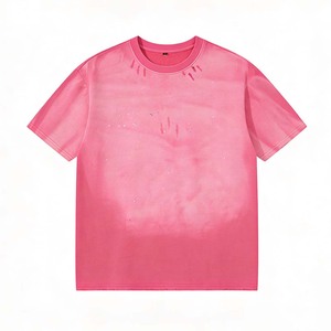 Camiseta Casual de Algodón Transpirable con Estampado Personalizado de Diamantes de Imitación, Estilo Oversize con Hombros Caídos y Lavado Ácido para Hombre - Product Image 1