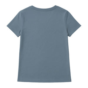 Camiseta de Manga Corta con Cuello en V para Mujer, Color Azul Crepúsculo, Poliéster/Algodón, Diseño Único Ecológico, Suave y Transpirable de Primera Calidad - Product Image 2