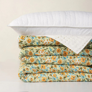 Couette en coton fleuri brodée à la main, style Kantha, taille King, vintage français, luxe, bio, pour la maison ou l'hôtel, impression personnalisée - Product Image 4