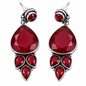 Fournisseur de Confiance Boucles d'Oreilles Pendantes Bohèmes en Onyx Plaqué Argent Vieilli avec Sertissage Cœur Goutte d'Eau, Vente en Gros - Product Image 1