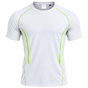 Men's Short Sleeve Sporty <b>T</b>-<b>Shirt</b> With <b>Neon</b> Green Accents Quick Dry Slim Fit O-Neck Knitted Polyester <b>Shirt</b> - Product Image 3