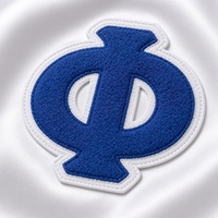 Blouson Bomber Homme Phi Beta Sigma Blanc Bleu Royal, Lettres Brodéées, Boutons Pression, Manches Longues, Côtelé
