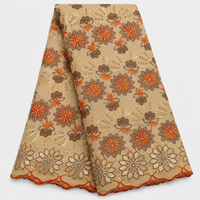 Tissu de dentelle africaine en gros, brodé, perlé et à sequins, écologique, respirant, de poids moyen, pour robes de boutique