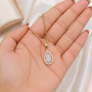 18K Yellow Gold Diamond Pendant with Chain | 0.46 Ct Natural Diamond Teardrop Necklace | Luxury Fine Jewelry Gift for Women - Product Image 3