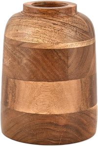 Handmade Modern Acacia Wood <b>Small</b> Round Tabletop <b>Vase</b> Decorative Flower Holder for Home Office Shelf - Product Image 4