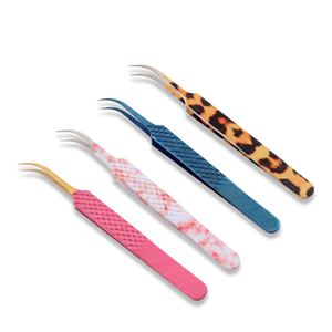 Pinzas de extensión de pestañas de Punta curva de agarre de diamante de alta precisión, herramienta de Accesorios de belleza con logotipo personalizado ligero - Product Image 3