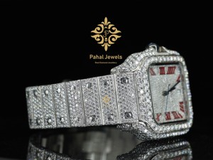 Pahal Jewels หรูหรา unisex คุณภาพสูงแซฟไฟร์คริสตัลเพชรล้อมสี่เหลี่ยมนาฬิกากลไกอัตโนมัติตัวเลขโรมันสีแดง - Product Image 4