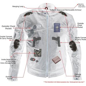 Blouson de moto en cuir noir premium pour homme 2025, style racer ventilé, LKM17015 avec armure CE - 2X-Large - Product Image 2